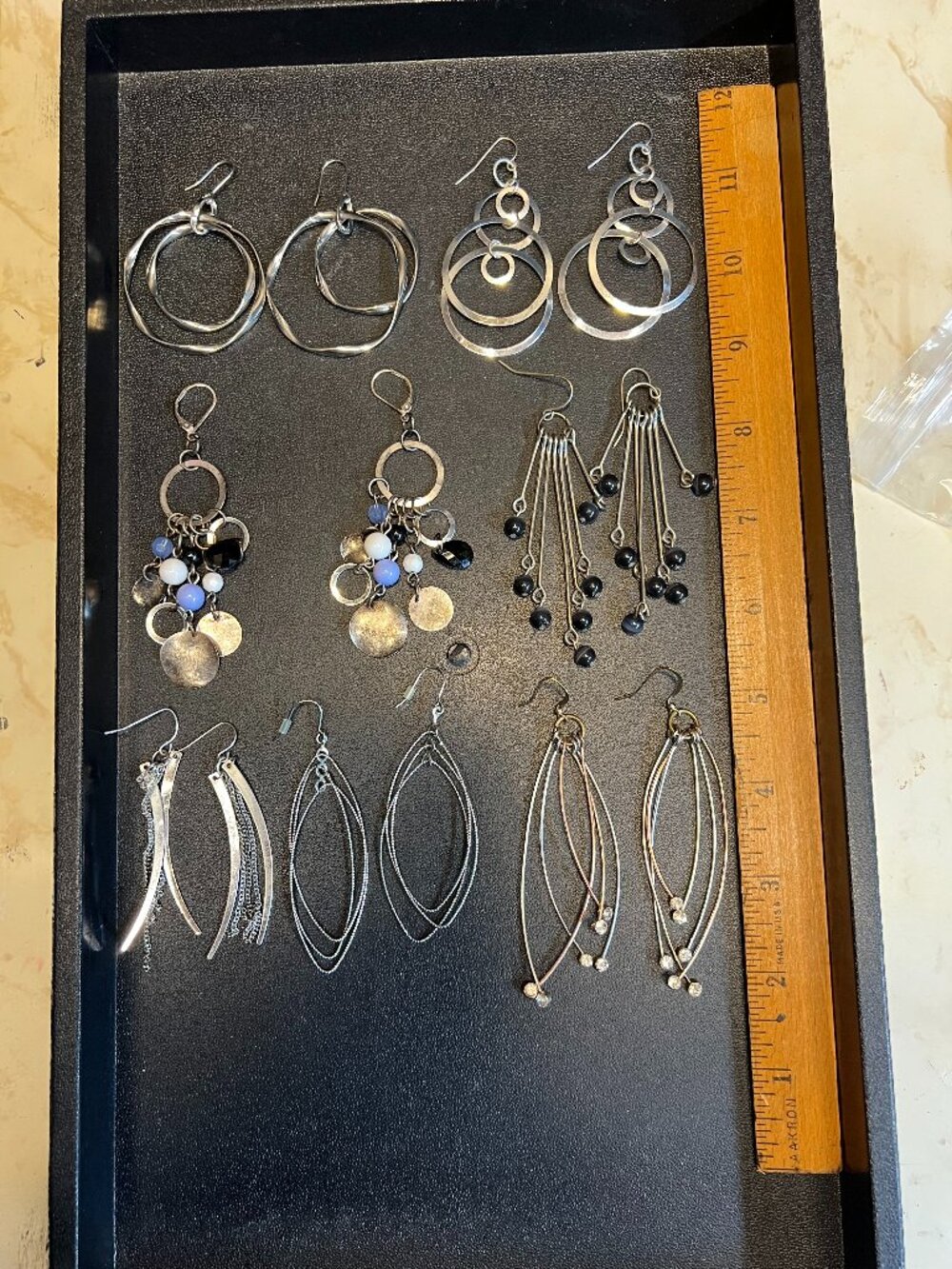 Lot of 7 Pairs Silvertone Dangle/ Chandelier Earrings